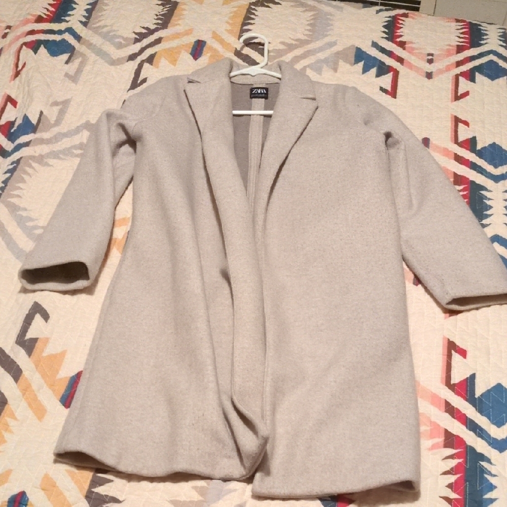 Zara Light Gray Open Front Coat